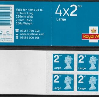 RA4  4 x 2nd Large  brt. blue code MFIL M16L  New Font. SBP 'all lines upright'(U3032)  Walsall.