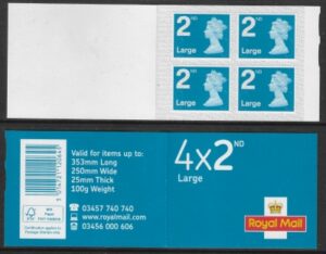 RA4a 4 x 2nd Large brt. blue code MFIL M18L SBP L/s New Font (U3032) Walsall.