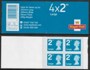 RA4a 4 x 2nd Large brt. blue code MFIL M20L SBP s/L New Font (U3032) Walsall.
