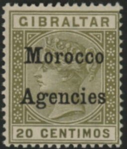 Morocco Agencies -  Gibraltar SG.11 20c  olive-green. LM mounted mint.