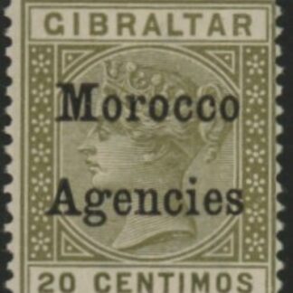 Morocco Agencies -  Gibraltar SG.11 20c  olive-green. LM mounted mint.