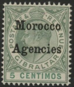 Morocco Agencies -  Gibraltar SG.17  5c grey-green & green .  mounted mint.