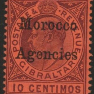 Morocco Agencies -  Gibraltar SG.18  10c dull purple/red .  mounted mint.