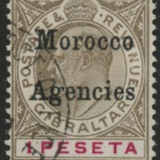 Morocco Agencies -  Gibraltar SG.22  1 peseta. black & carmine  very fine used.