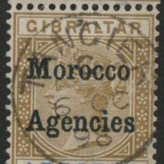 Morocco Agencies -  Gibraltar SG.7  1 peseta. bistre & ultramarine  very fine used.
