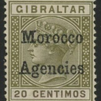 Morocco Agencies -  Gibraltar SG.3  20c olive-green & brown . mounted mint