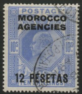Morocco Agencies - 'Spanish' SG.123 12p on 10s ultramarine. fine used.