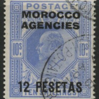 Morocco Agencies -  'Spanish'  SG.123  12p on 10s  ultramarine. fine used.