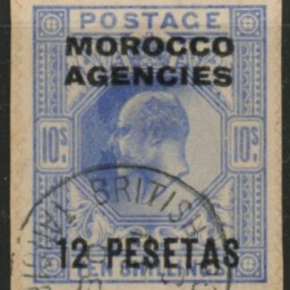 Morocco Agencies -  'Spanish'  SG.123  12p on 10s  ultramarine. fine used.