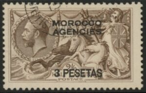Morocco Agencies - 'Spanish' SG.142 3p on 2s6d brown. fine used.