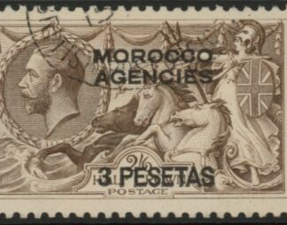 Morocco Agencies -  'Spanish'  SG.142  3p on 2s6d brown. fine used.