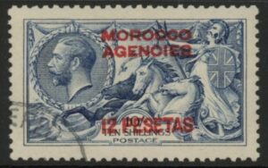 Morocco Agencies - 'Spanish' SG.141 12p on 10s blue . fine used.