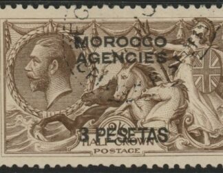 Morocco Agencies -  'Spanish'  SG.140  3p on 2s6d brown . very fine used.