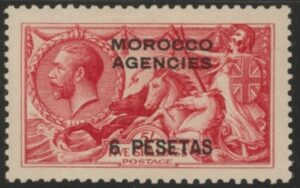 Morocco Agencies - 'Spanish' SG.136 6p on 5s rose-carmine . mounted mint