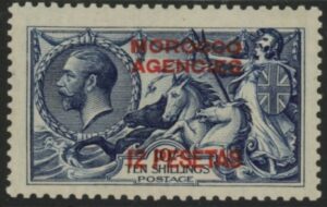 Morocco Agencies - 'Spanish' SG.138 12p on 10s. indigo blue lightly mounted mint