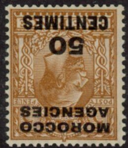 Morocco Agencies - 'French' SG.207w 50c on 5d yellow-brown block cypher Inverted Wmk. U/M (MNH).