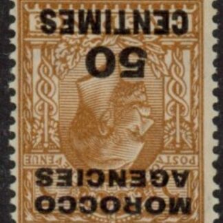 Morocco Agencies -  'French'  SG.207w  50c on 5d yellow-brown block cypher Inverted Wmk. U/M (MNH).