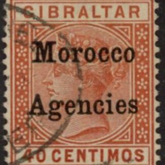 Morocco Agencies -  Gibraltar SG.13  40c orange-brown.  VFU