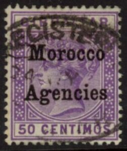 Morocco Agencies - Gibraltar SG.14 50c bright lilac. VFU