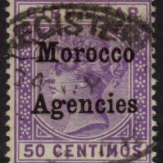 Morocco Agencies -  Gibraltar SG.14  50c bright lilac.  VFU
