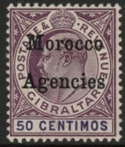 Morocco Agencies - Gibraltar SG.28 50c purple & violet. M/M.