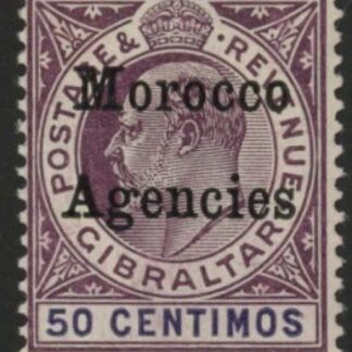 Morocco Agencies -  Gibraltar SG.28  50c  purple & violet.  M/M.