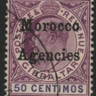 Morocco Agencies -  Gibraltar SG.28  50c  purple & violet.  vfu