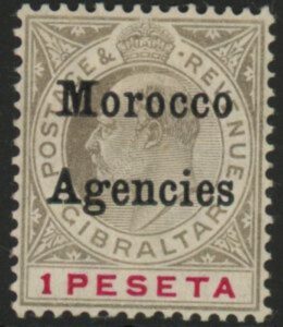 Morocco Agencies - Gibraltar SG.29 1p black & carmine. M/M