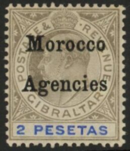 Morocco Agencies - Gibraltar SG.30 2p black & blue. M/M