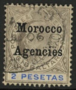 Morocco Agencies - Gibraltar SG.30 2p black & blue. vfu