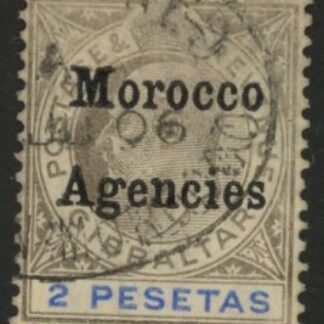 Morocco Agencies -  Gibraltar SG.30  2p  black & blue. vfu