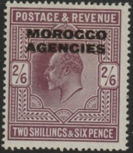 Morocco Agencies - 'British' SG.41 2s6d dull reddish purple. mounted mint.