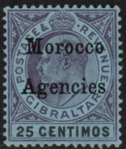 Morocco Agencies - 'Gibraltar' SG.20 25c purple & black/blue. U/M (MNH)