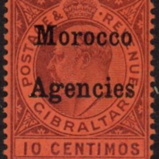 Morocco Agencies -  'Gibraltar'  SG.18 10c dull purple/red. M/M