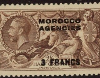 Morocco Agencies -  'French'  SG.225  3f  on 2s6d chocolate brown. U/M (MNH).