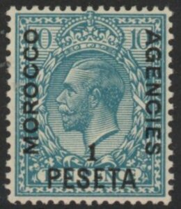 Morocco Agencies - 'Spanish' SG.135 1p on 10d turquoise blue. mounted mint.