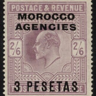Morocco Agencies -  'Spanish'  SG.121  3p on 2s6d  pale dull purple. lightly mounted mint.