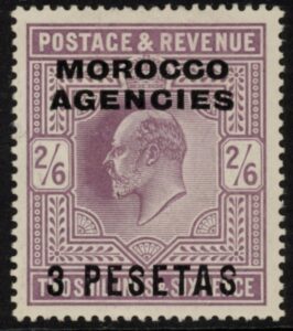 Morocco Agencies - 'Spanish' SG.121 3p on 2s6d pale dull purple. mounted mint.