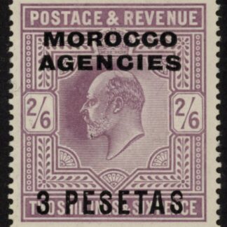 Morocco Agencies -  'Spanish'  SG.121  3p on 2s6d  pale dull purple.  mounted mint.