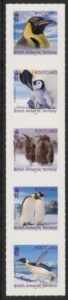 2023 British Antarctic - SG.854-8. Emperor Penguins (postcard rate) S/Adh.  set 5 vals.  U/M (MNH)