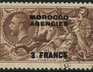 Morocco Agencies -  'French'  SG.225  3f on 2s6d chocolate-brown.  VFU.