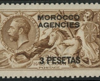Morocco Agencies -  'Spanish'  SG.142  3p on 2s6d chocolate-brown. lightly mounted mint.