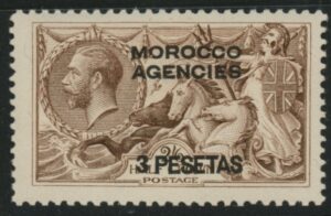 Morocco Agencies - 'Spanish' SG.140 3p on 2s6d brown . mounted mint.