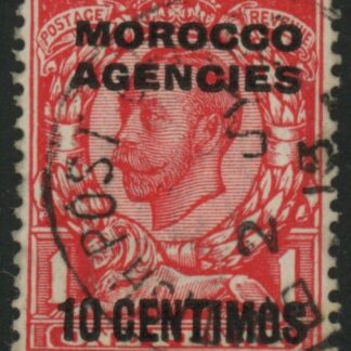 Morocco Agencies - 'Spanish' SG.127a 10c on 1d scarlet. variety. 'no cross on crown' .  fine used