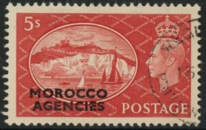Morocco Agencies - 'British' SG.100 5s red. very fine used.