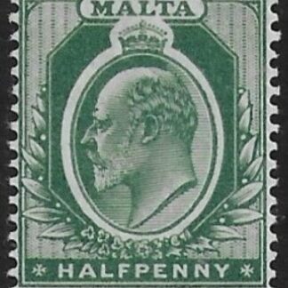 1903-4  Malta  SG.38   ½d green Perf.14  crown CA  Lightly M/M