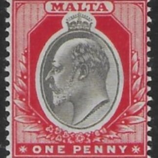 1903-4  Malta  SG.39   1d blackisk-brown & red Perf.14  crown CA  Lightly M/M
