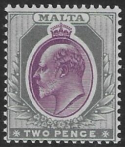 1903-4  Malta  SG.40 2d purple & grey Perf.14  crown CA  Lightly M/M