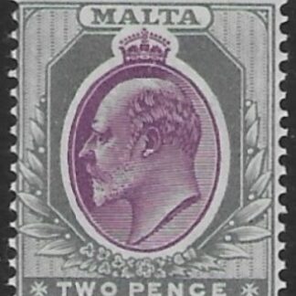 1903-4  Malta  SG.40 2d purple & grey Perf.14  crown CA  Lightly M/M