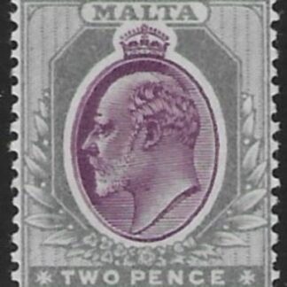 1904-14  Malta  SG.50  2d purple & grey Perf.14  multi crown CA  Lightly M/M